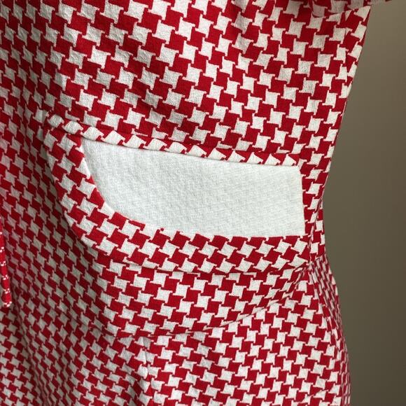 VINTAGE Houndstooth Dress Set  Womens Sz 10 Red and White Sheath Cropped Jacket - Picture 4 of 9